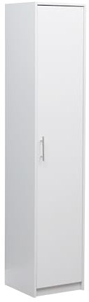 MMT Tall Slim Storage Unit - Wood Cabinet with 1 Door and 3 Shelves for Office, Shoes, and Kitchen Storage - Ideal Bathroom Storage Cabinet, 37 x 37 x 180 cm