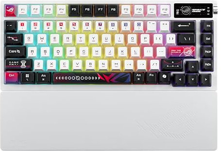 ROG Azoth X Snow 75% Custom Gaming Keyboard with hot-swappable ROG NX V2 Mechanical Switches, dye-Sublimated and semi-Translucent keycaps
