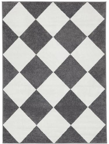 RugVista Puzzle, In & Outdoor-Teppich, 200 x 300 cm, Rechteckig, Niedriger Stapel, Patio, Nur Handwäsche, UV-beständig, Weiß/Grau