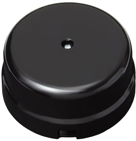 OASHISU Boîte de dérivation en porcelaine Noir Brillant, Ø78 mm Prof. 35 mm | pour systèmes à 4 trous pour entrée/sortie du câble. Couvre-câbles et cache-fils en céramique, Brillant, Ø 78 mm Prof. 35 mm