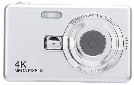 ASHATA 16x Zoom Digitale Fotocamera Digitale 2.4 Pollici Schermata 4K Fotocamera 4K per Selfie da Viaggio, Funzione Anti-shake, per i Migliori Amici, Materiale per Schermo Abs (64GB)