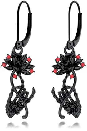 Skelett Hand Ohrringe für Damen 925 Silber Totenkopf Ohrstecker Gothic Lotus Ohrringe Halloween Schmuck für Frauen