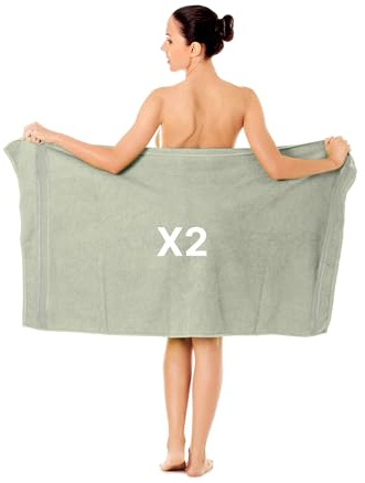 altego Duschtuch 70x140 cm Grün - Duschhandtuch & Badetuch 100% Baumwolle - 2er Set - Premium Qualität