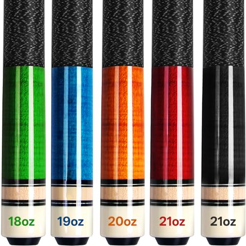 AKLOT Billardqueues, Set mit 5 Billard-Queuestäbchen, 147,3 cm, kanadisches Ahornholz, für professionelle Billardspieler
