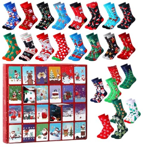 Weihnachts Adventskalender 2025,Weihnachts Winter Must-Have,24 Tage Lustige Socken Adventskalender Für Frauen - Für Männer Frauen Mädchen Jugendliche Teenager Oma Sohn Tochter Die Ganze