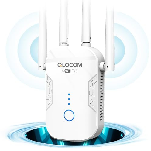 QLOCOM 2026 Neuestes WLAN Verstärker WLAN Repeater 1200Mbit/s, Dualband 5GHz & 2.4GHz WiFi Repeater Unterstützung WPS, WiFi Booster Kompatibel Allen WLAN Geräten
