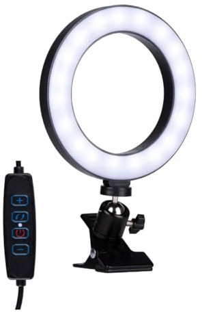 Grundig Ringlicht Handy Ø15,6cm - Selfie Licht mit Tischklemmen und 48 LEDs - Handy Light mit 3 Lichtmodi und 10 Helligkeitsstufen - USB-Stromversorgung - Flexible Arme