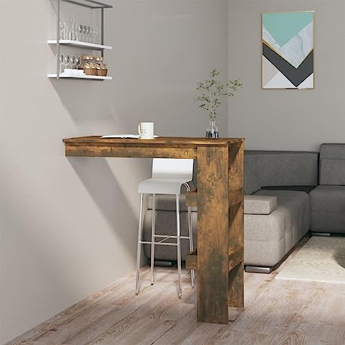 YuuSsea Wand-Bartisch Räuchereiche 102x45x103,5 cm, moderner Holzwerkstoff Bartisch mit 2 Staufächern, Stabiler Stehtisch für Küche, Esszimmer
