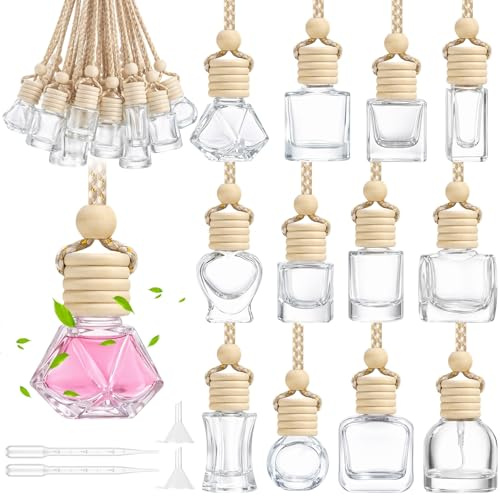 Sinofort 12Pcs Car Air Freshener Perfume Bottle, Glass Car Diffuser Bottles