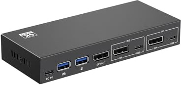 KASFDBMO KVM-Switcher mit 2 Anschlüssen, 4K @ 144 Hz, USB 3.0, 2-in-1-Out-KVM für Computer, Laptop, Host, tragbarer KVM-Switcher, USB C