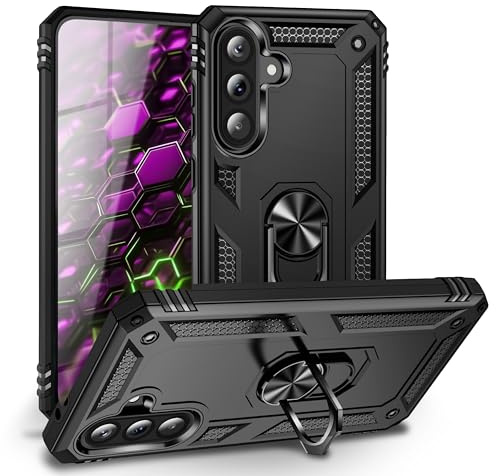 NALIA Panzerhülle für Samsung Galaxy A57 - Hülle, Schwarz | 2-lagiger Aufprallschutz, TPU-Kern mit PC-Außenschale, Integrierte Metallplatte, Griffig bei Nässe, RINGDEFEND