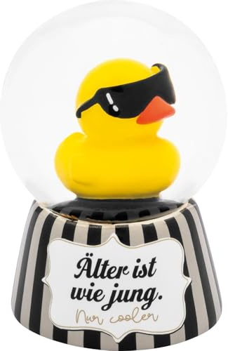 Sheepworld Traumkugel mit Motiv Ente und Spruch Älter | Schneekugel zum Schütteln, Glas, Polyresin, Höhe 6,5 cm | Lustiges Geschenk, Geburtstagsgeschenk | 74843