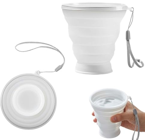 KEPYATI 320 Ml Vasos Plegables De Silicona - Sin Bpa, Con Tapa Hermética, Reutilizables Para Picnic, Camping, Senderismo