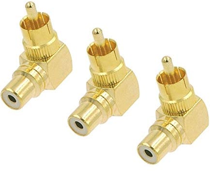 VCE 3 Pezzi RCA Angolo Retto Adattatore Maschio/Femmina da 90 Gradi Connettore RCA Angolare