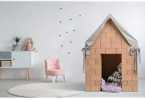 GIGI Bloks DIY Indoor Playhouse for Children | Stacking & Interlocking Cardboard Playhouse for Kids Indoor Construction Set with 203 Large Building Blocks | Sturdy & Easy to Assemble Play House Kit