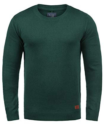 Blend Lars Herren Strickpullover Feinstrick Pullover Mit Rundhals Und Melierung, Größe:XXL, Farbe:Pine Green (77023)