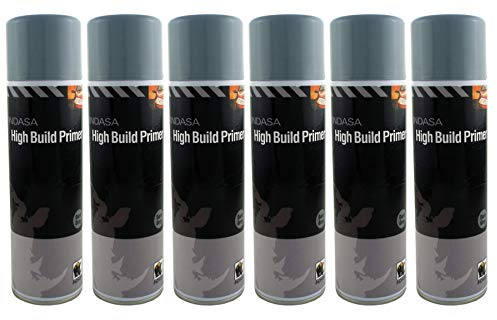 INDASA 6 x Dark Grey High Build Acrylic Based Primer 500ml Aerosol - Excellent Adhesion