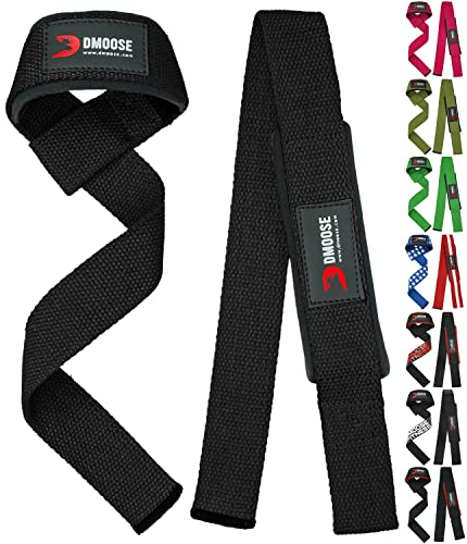 DMoose® Zughilfen Krafttraining, Bodybuilding für Frauen & Männer, Premium Gym zubehör (gepolstert) Lifting Straps mit maximaler Griffstärke, Handgelenkbandagen unterstützen schweres Heben.