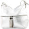 modamoda de T159 Damen Leder Umhängetasche Schultertasche Medium handmade in Italy, Farbe:Silber