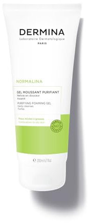 DERMINA Gel Moussant Purifiant au Sulfate de Zinc - 200 ml (Nettoie en Douceur et Prévient les Imperfections - Peaux Mixtes à Grasses)