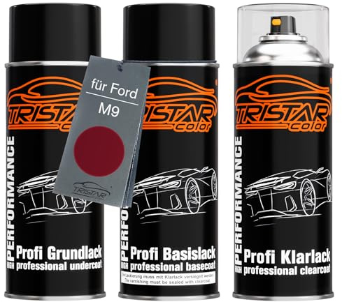 TRISTARcolor Autolack Spraydosen für Ford M9 Hot Magenta Perl + Klarlack | Set aus Grundlack + Basislack + Klarlack, Sprühdosen 400ml