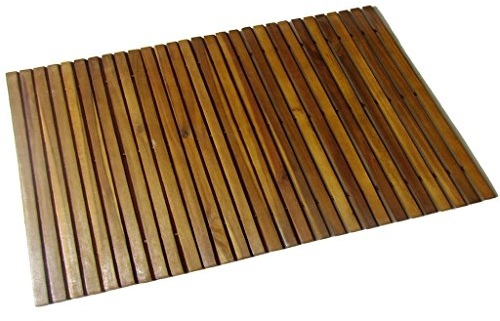 yorten Holz Badematte mit Rutschfestem Gumminoppen Badteppich Badvorleger Fußmatte Duschvorleger 80 x 50 cm Dicke 9 mm