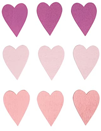 Rayher Holz-Streuteile Herz, 9 Stück, 3 Farben sortiert, mit Klebepunkt, 3 x 4 cm, mit Klebepunkt, Tischstreuer, Tischdeko, Streudeko, Hochzeit, Tischschmuck, Dekoherzen, Streuherzen, 46677000
