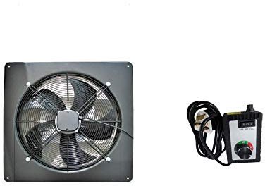 Industrial Extractor Metal Axial Exhaust Ventilation Commercial Air Blower Fan 2 Pole 250mm (10) 2400 RPM + Fan Speed Controller