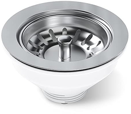 AQUADE 6046 Siebkorbeinsatz 114mm Siebkorbventil 3 1/2 Ablaufgarnitur Siebkorb Korbventil Stößelventil Unverschließbar Siebkörbchen für Küchenspüle Spüle…, Edelstahl, Kunststoff