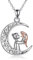 VENACOLY Katze Halskette Sterling Silber Mädchen mit Katze Anhänger Katzen Schmuck Geschenke für Katzenliebhaber Frauen Mädchen