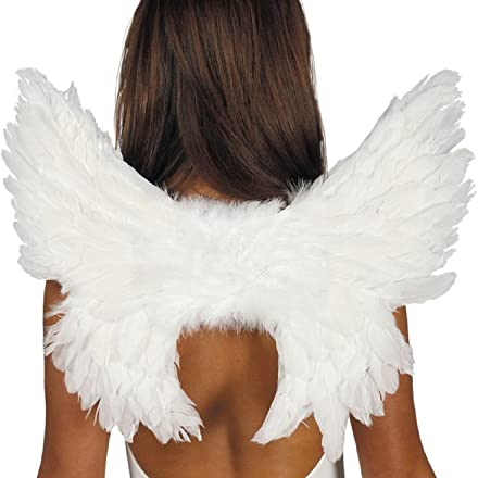 MIMIKRY Weiße Feder Flügel 55 x 50 cm Weihnachtsengel Engelsflügel Engel Kostüm-Zubehör