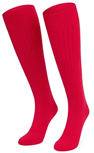 CityComfort Kniestrümpfe Damen und Herren Unisex Lange Socken Teenager Mädchen und Jungen (Rot, 36-40)
