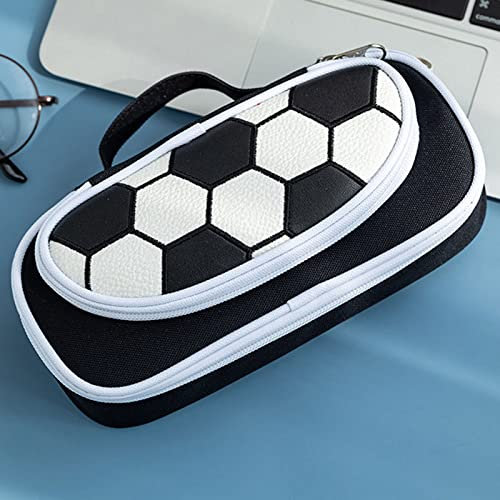 JSNZMTSBD Tragbares Federmäppchen für Jungen mit großem Fassungsvermögen, Schreibwarenbox im Sportstil, Federmäppchen für Grundschüler-Unique Football Style