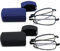 Hubeye 2 Paar Faltbare Lesebrille Mini Tragbare Lesehilfe aus Edelstahl mit Hartschalen-Etui Anti-Blau Sehhilfe für Herren und Damen 1.00