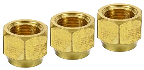 sourcing map Laiton Flare Bouchon, 3/8 Flare Femelle Flare Tube Raccord Écrou Connecteur Adaptateur pour HVAC Climatisateur, Paquet de 3