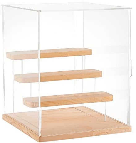 nbeads 3 Stufen Transparentem Acryl Vitrine, Klar Figuren Display Boxen Arbeitsplatten Box Aufbewahrungswürfel Organizer Staubdichter Schutz Vitrine Für Action Pop Figuren Sammlerstücke, 23.5x22x27cm
