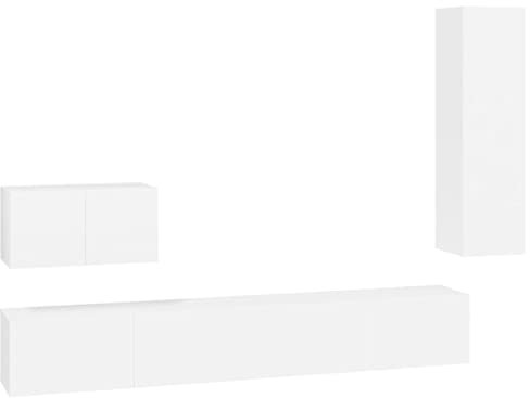 vidaXL Ensemble de Meubles TV 4 pcs Centres de Divertissement Armoires Multimédia Meubles de Salle de Séjour Intérieur Blanc Bois d'Ingénierie
