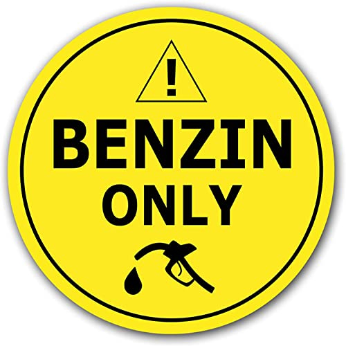 5 Stück Nur Benzin betanken Aufkleber Ø 9,5 cm Tankdeckel Sticker tanken Tankaufkleber Hinweiszeichen mit UV Schutz für Außen-und Innenbereich