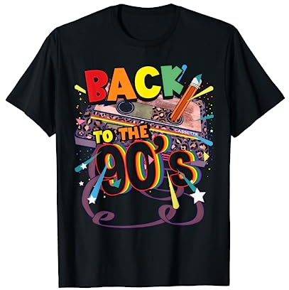 Back to the 90s Outfit Accessories 90er Jahre Party T-Shirt Damen Herren Unisex Schwarz, Bunt S