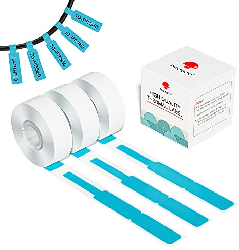 Phomemo D30 Thermodrucker-Papierrolle - Schmucketikettenpapier Selbstklebendes Preisetikettenpapier 12,5x74+35 mm für den Wiederverkauf von Supermärkten, 3 Rollen, Blau