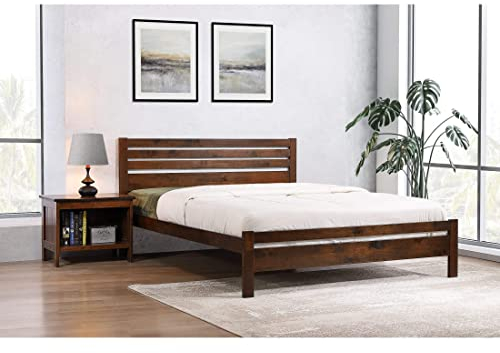 Kelsey Stores Solid Hard Wood Beds 3Ft Single 4Ft Small Double 4FT6 Double 5FT King Size Bed Frame In Grey Or Antique Pine (Antique Oak, 4FT6 Double Bed)