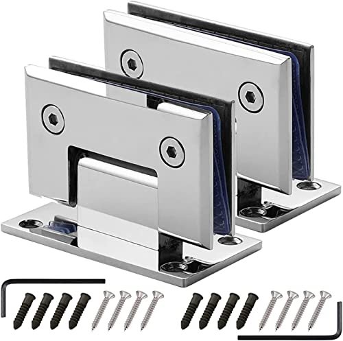 Charnières de porte en verre Charnière pivotante en verre trempé for portes de douche, lot de 2 304 argent brillant 90° pince à verre bidirectionnelle for salle de bain, charnières de douche à porte b