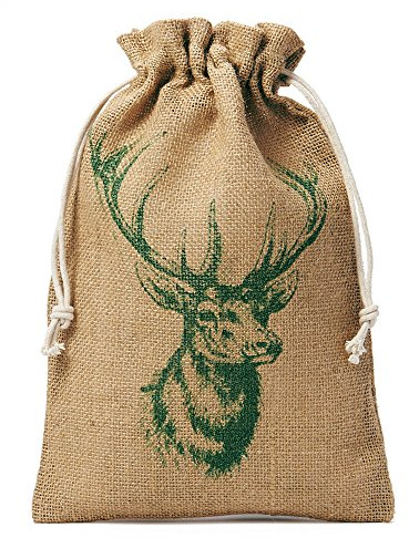Großer Nikolaussack, Weihnachts-Sack, Weihnachten, Winter - Jute- (Hirsch-Motiv, 100x60 cm)