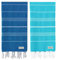 Blue Beach Turkish Towel - Set of 2-100x180cm Large Turkish Hammam Peshtemal Towel - Super Absorbent, Quick Dry, Lightweight, Compact Towels for Swimming, Bath, Gym and Travel (Blue+Turquoise)