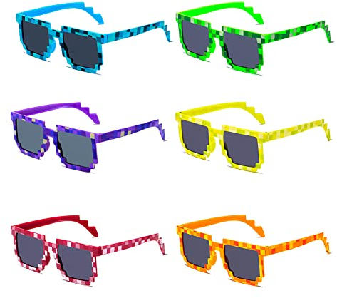 Spldsun 6 Stück Party Sonnenbrille, Mosaikbrille, Spaßbrille, Deal With It Pixels, Thug Life, Brille, Accessoire für Fasching, Party, Cosplay, Kostüm, Halloween, Geburtstag (6 Farben)