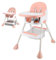 Baby Highchair, 2-in-1 High Chairs for Babies and Toddlers,Ergonomic, Comfortable, Reclining, Foldable, with Ajustable Height, Footrest, Detachable Double Tray Toddler Chair(Pink)