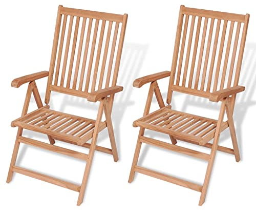 BULANED Verstellbare Gartenstühle 2 STK Hochlehner, Campingstühle, Lehnstühle, Wetterfest Stuhl, Garden Chair, Massivholz Teak