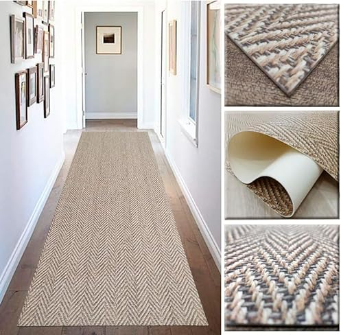 Tadi & Imperio1979 Alfombra Vinilica Espiga, para Cocina, Pasillo, de Color Marron, beig Efecto Natural digitalizado.