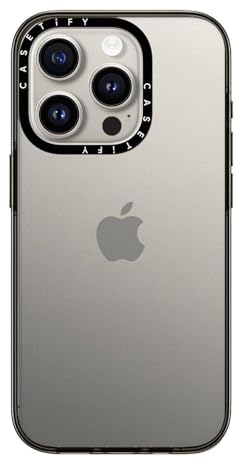 CASETiFY Compact Schutzhülle für iPhone 15 Pro Hülle [2X Militärqualität Fallgetestet / 1,2 m Fallschutz] – Transparent Schwarz