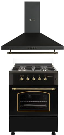 SOLTHERMIC COMBO PACK NEGRO RUSTICO COCINA F5S40G2RB 50 cm 4 fuegos + CAMPANA H60PR
